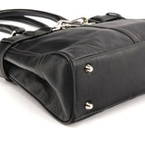 F11199 Torebka tote Hamptons z czarnej gładkiej skóry
