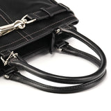 F11199 Torebka tote Hamptons z czarnej gładkiej skóry