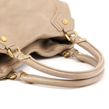 Greige Leather Classic Q Fran 2-Way Bag