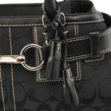 10245 Torebka tote Hamptons z czarnego płótna Signature