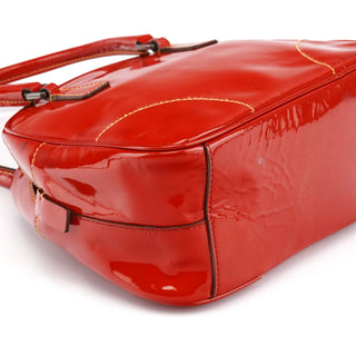 Red Spazzolato Leather Mini Bowling Bag