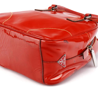 Red Spazzolato Leather Mini Bowling Bag