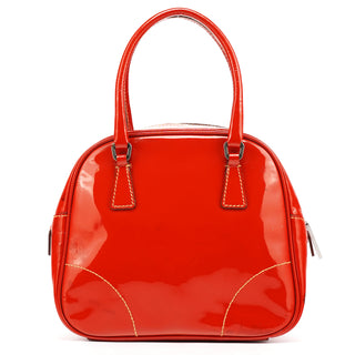 Red Spazzolato Leather Mini Bowling Bag