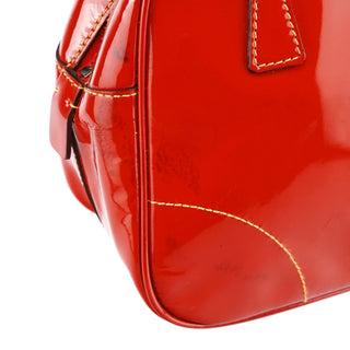 Red Spazzolato Leather Mini Bowling Bag