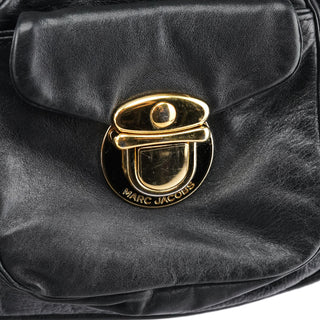 Black Leather Multi Pocket Hobo Shoulder Bag