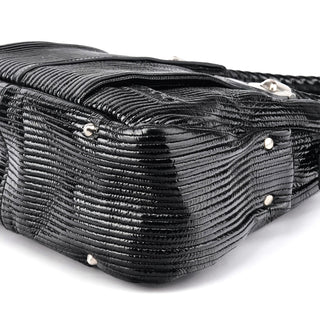 Black Quilted Patent Leather Heloise Tote Bag