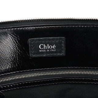 Black Quilted Patent Leather Heloise Tote Bag
