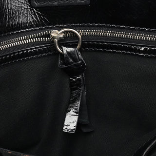 Black Quilted Patent Leather Heloise Tote Bag