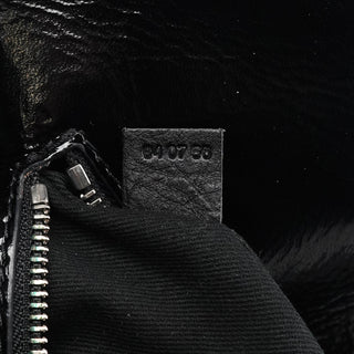 Black Quilted Patent Leather Heloise Tote Bag