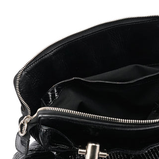Black Quilted Patent Leather Heloise Tote Bag