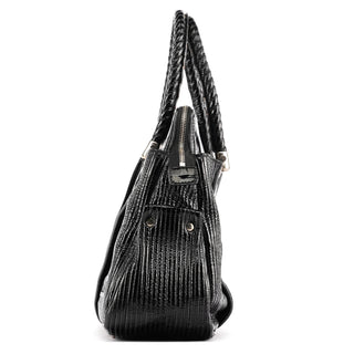 Black Quilted Patent Leather Heloise Tote Bag
