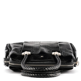 Black Quilted Patent Leather Heloise Tote Bag