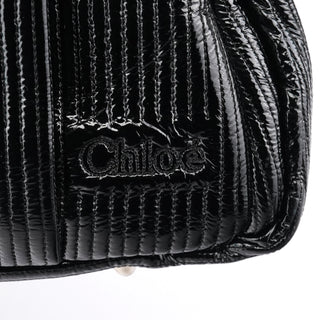 Black Quilted Patent Leather Heloise Tote Bag