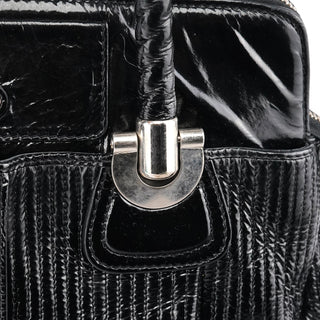 Black Quilted Patent Leather Heloise Tote Bag