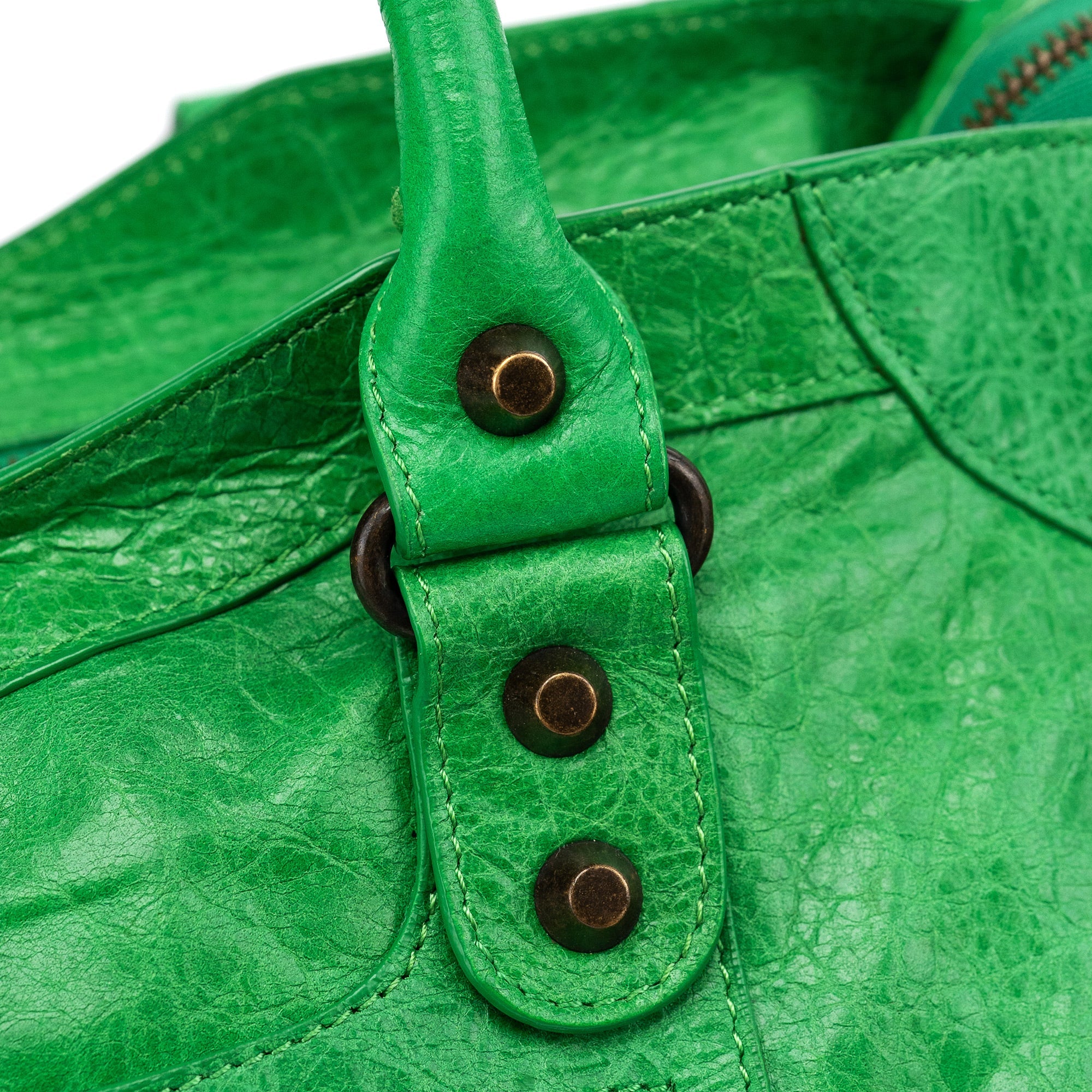 Balenciaga 115748 Green Lambskin City Bag