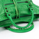 Balenciaga 115748 Green Lambskin City Bag