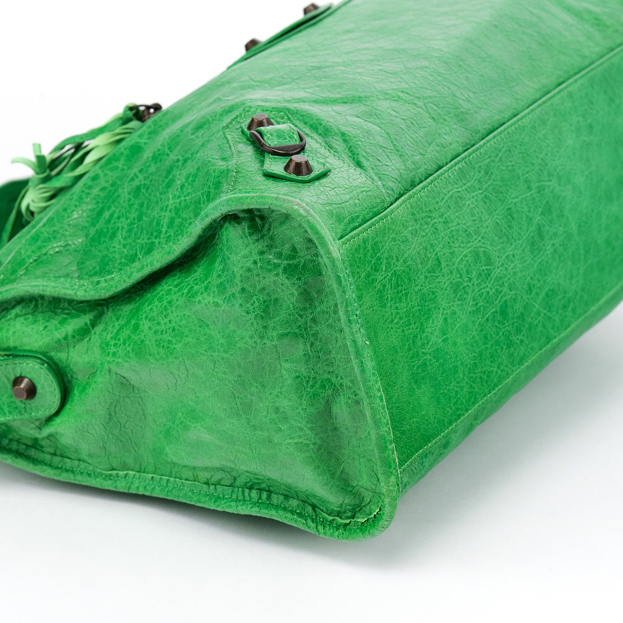 Balenciaga 115748 Green Lambskin City Bag
