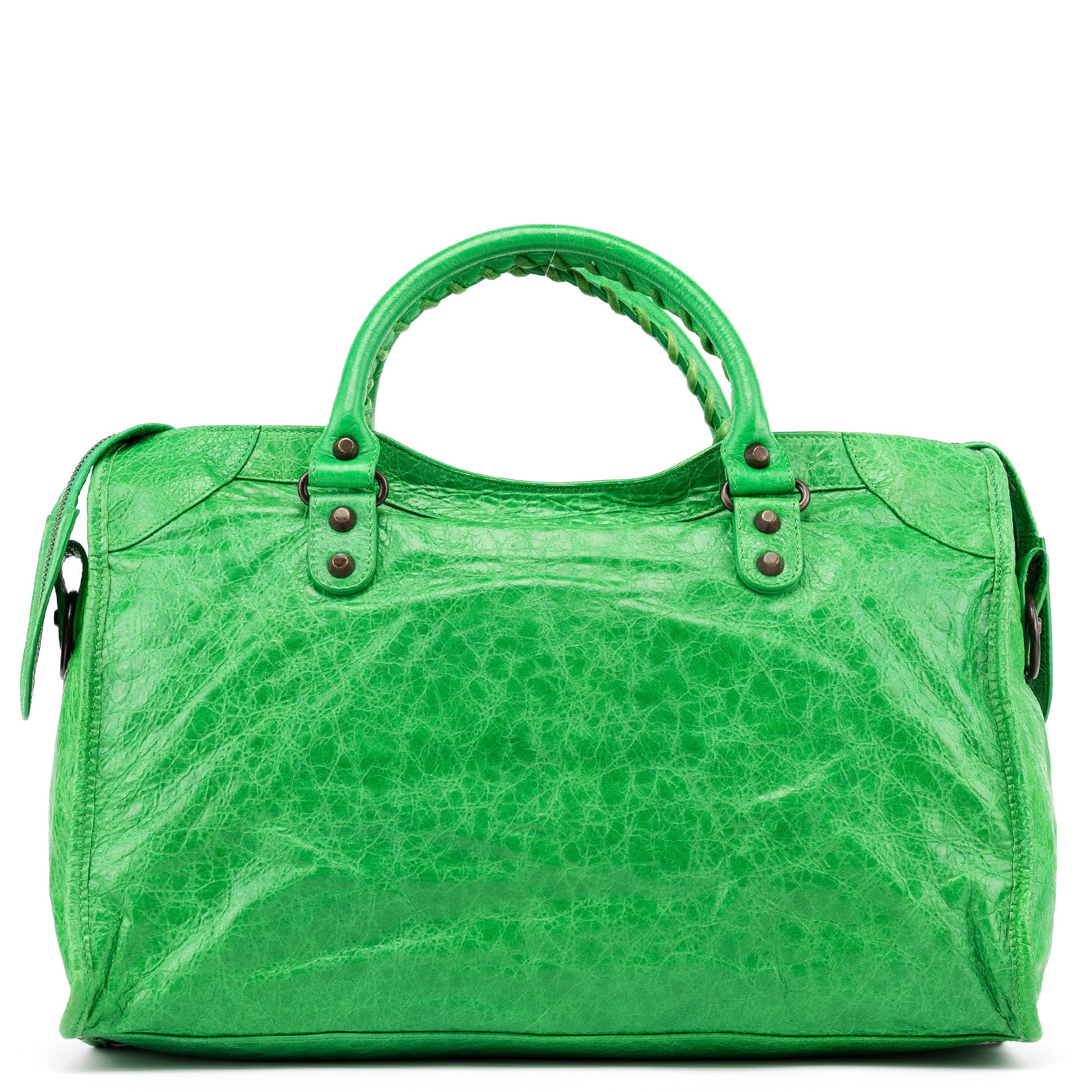 Balenciaga 115748 Green Lambskin City Bag