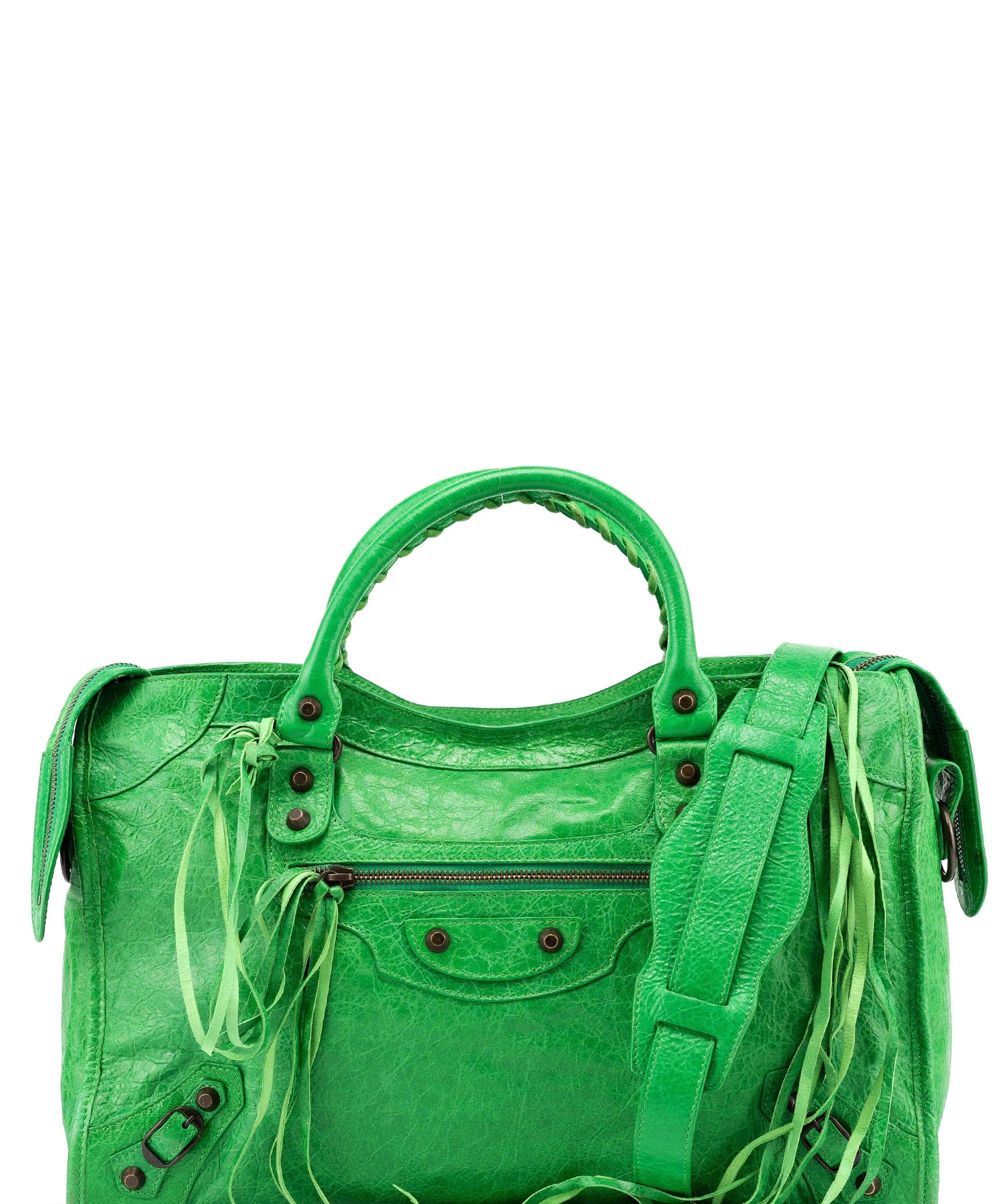 Balenciaga 115748 Green Lambskin City Bag