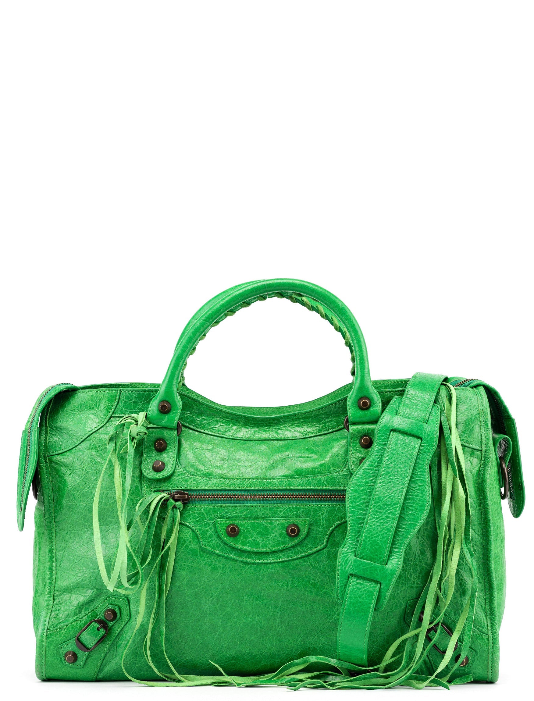 Balenciaga 115748 Green Lambskin City Bag