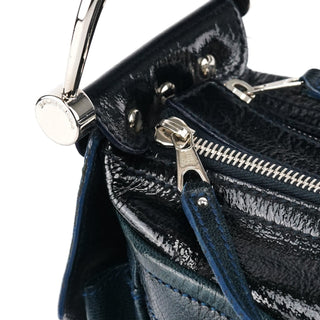 Balenciaga 186340 Navy Leather Crest Logo Shoulder Bag