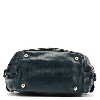 Balenciaga 186340 Navy Leather Crest Logo Shoulder Bag