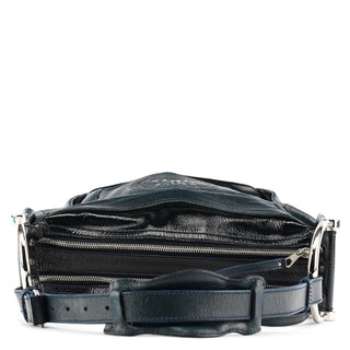 Balenciaga 186340 Navy Leather Crest Logo Shoulder Bag