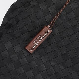Bottega Veneta Black Satin Intrecciato Shoulder Bag