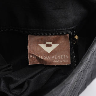 Bottega Veneta Black Satin Intrecciato Shoulder Bag