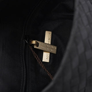 Bottega Veneta Black Satin Intrecciato Shoulder Bag