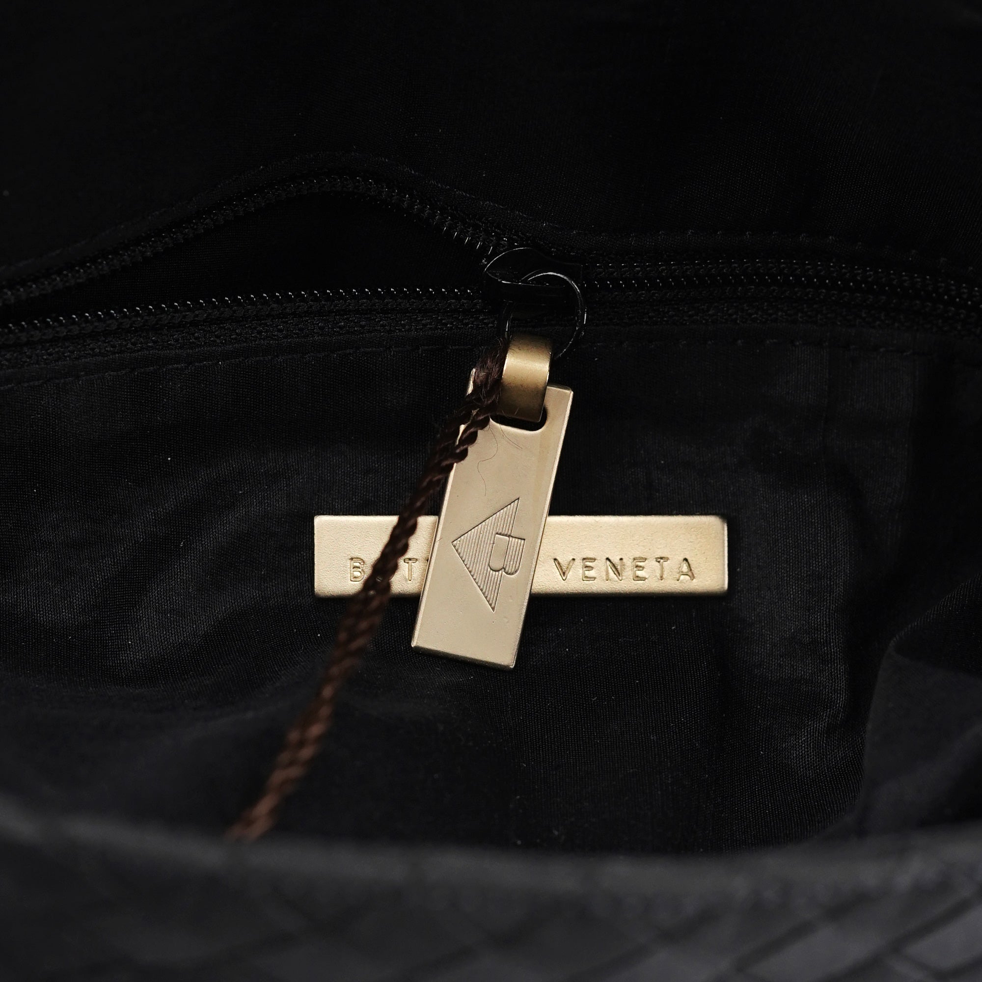 Bottega Veneta Black Satin Intrecciato Shoulder Bag