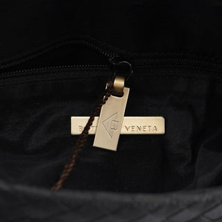 Bottega Veneta Black Satin Intrecciato Shoulder Bag