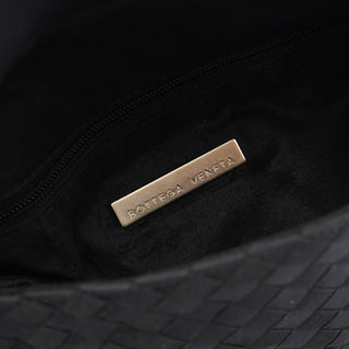 Bottega Veneta Black Satin Intrecciato Shoulder Bag