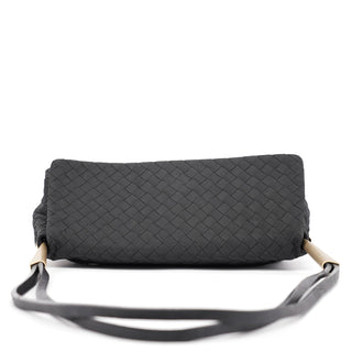 Bottega Veneta Black Satin Intrecciato Shoulder Bag