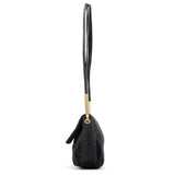 Bottega Veneta Black Satin Intrecciato Shoulder Bag