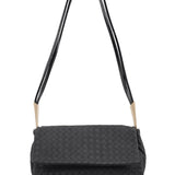 Bottega Veneta Black Satin Intrecciato Shoulder Bag