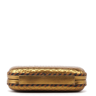 Bottega Veneta Gold Quilted Clutch Pochette Knot