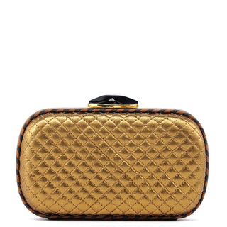 Bottega Veneta Gold Quilted Clutch Pochette Knot