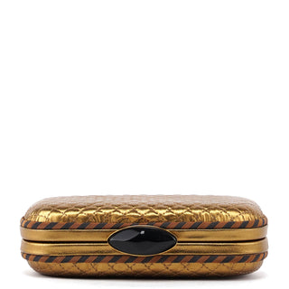 Bottega Veneta Gold Quilted Clutch Pochette Knot