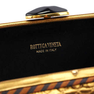 Bottega Veneta Gold Quilted Clutch Pochette Knot