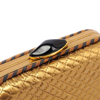 Bottega Veneta Gold Quilted Clutch Pochette Knot