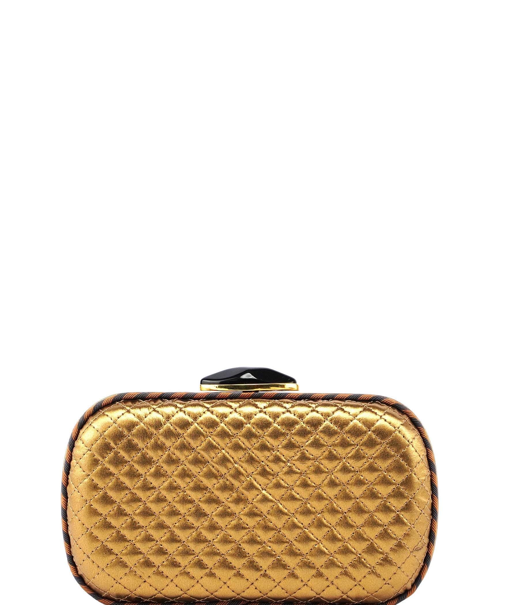 Bottega Veneta Gold Quilted Clutch Pochette Knot