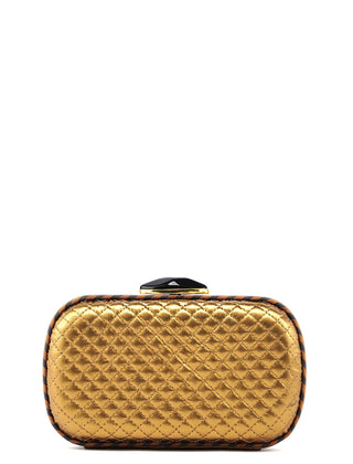 Bottega Veneta Gold Quilted Clutch Pochette Knot