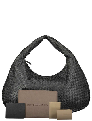 Bottega Veneta Large Black Metallic Veneta Hobo Bag