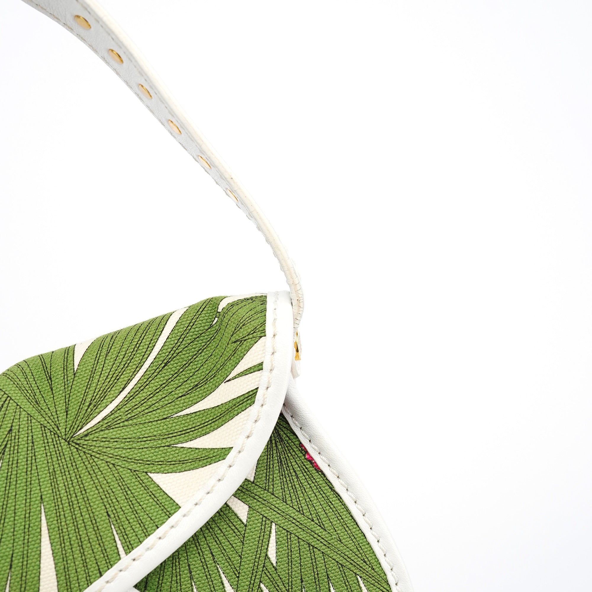 Celine 2004 White Hibiscus Print Canvas Shoulder Bag