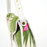 Celine 2004 White Hibiscus Print Canvas Shoulder Bag