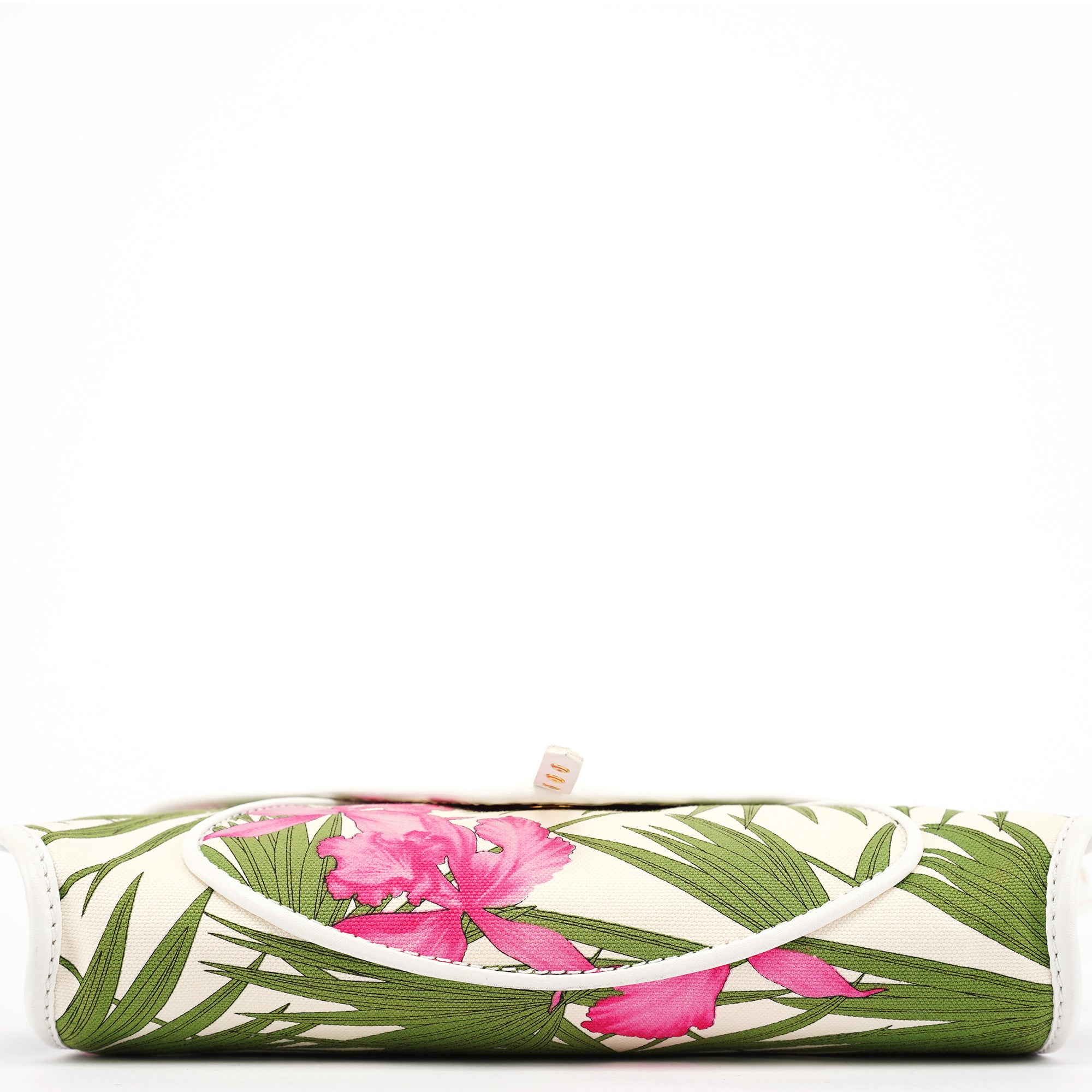 Celine 2004 White Hibiscus Print Canvas Shoulder Bag