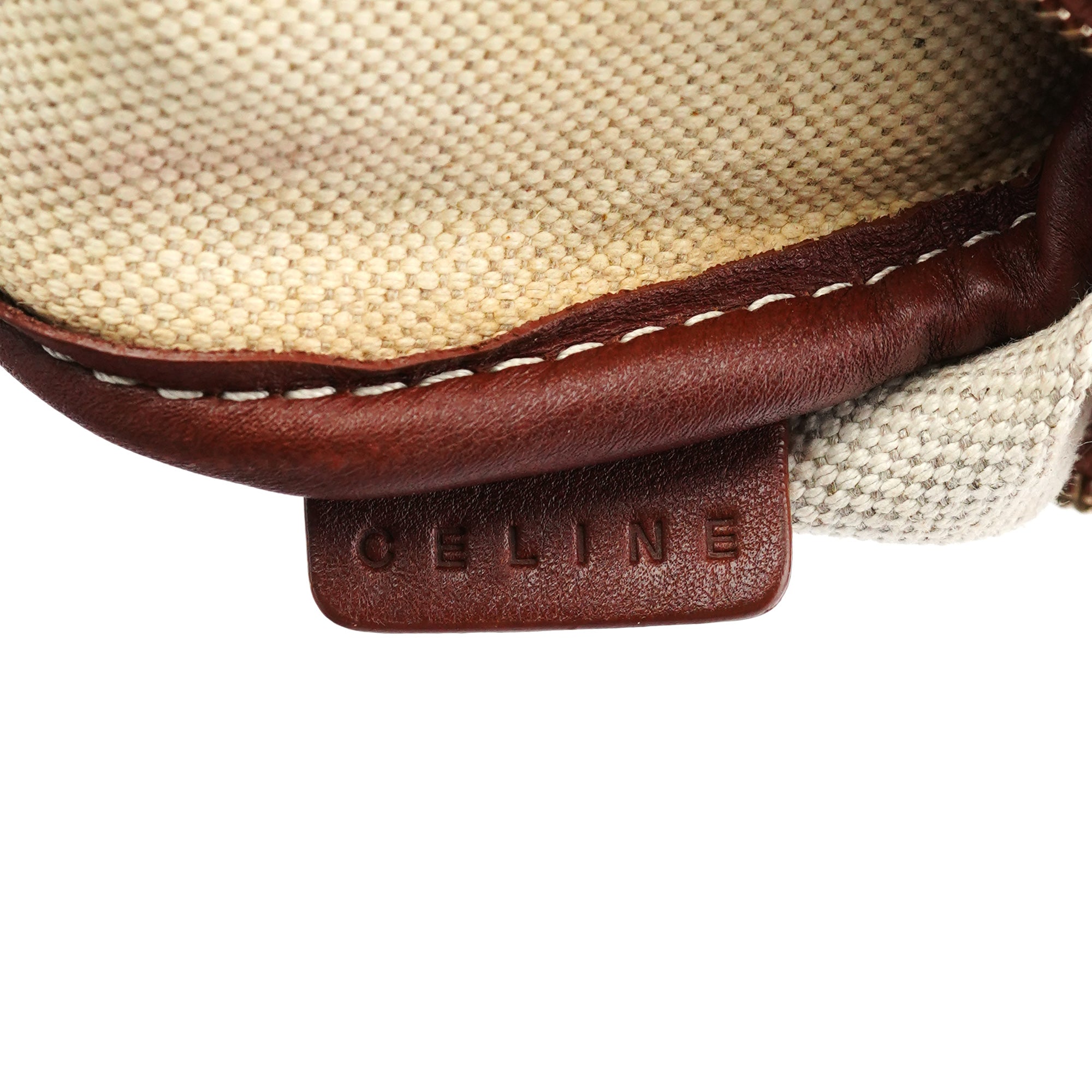 Celine Mini sac hobo en toile enduite beige et bleue