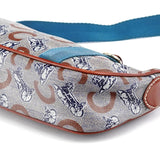 Celine Mini sac hobo en toile enduite beige et bleue