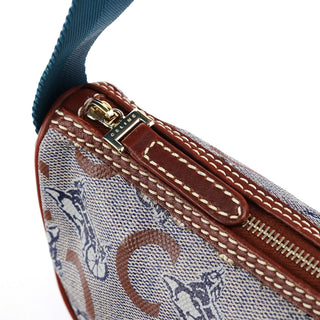 Celine Beige Blue Coated Canvas Mini Hobo Bag